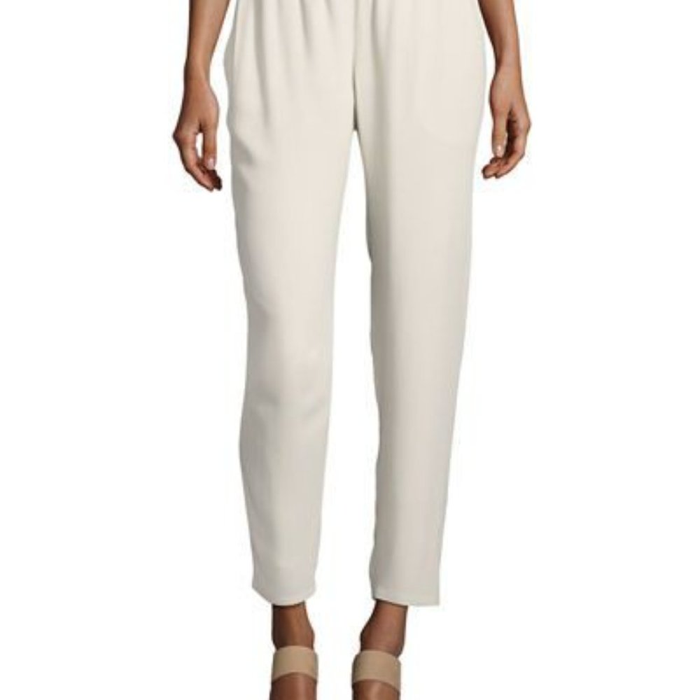 Eileen Fisher Cropped Ankle Georgette Silk Pants - XXS
